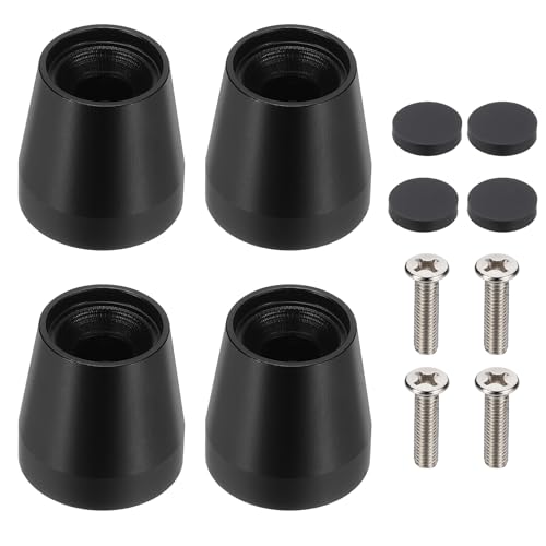 MECCANIXITY 4Pcs Speaker Isolation Pad Feet, 20x20mm Shockproof Aluminum Alloy Vibration Isolation Speaker Shock Base Pad Cone Base with Screws & Rubber Pads for Audio Equipment, Black - color: Black, size: 20x20mm