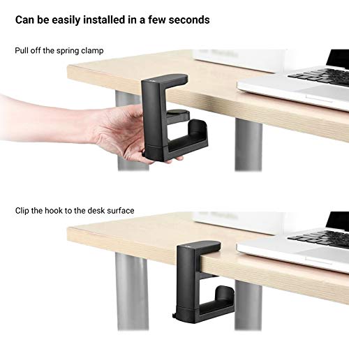 Gaming Headphone Stand Hanger Hook for Desk, Headset Holder Mount with 360° Rotating & Cable Clip Design, Universal Stand Clip for PC HyperX Gaming Headset AKG Beats Sony Sennheiser Music Headphones