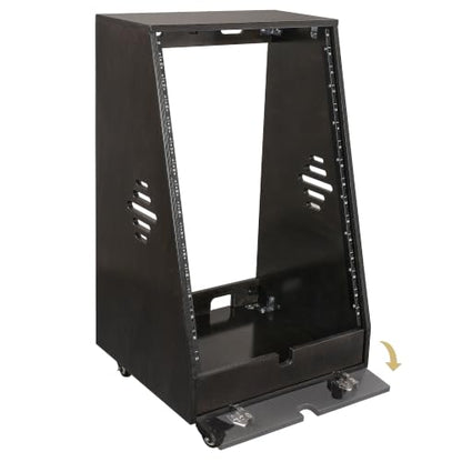 Sound Town DIY 16U Slanted Studio Rack with 2U Lower Storage, Casters, for Home Studio and Recording Room, Baltic Birch Plywood, Black Espresso (SDRK-16TD) - size: 16U,Black Espresso