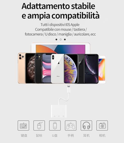 zoyuzan Compatible for iPhone Headphone Adapter 3.5mm AUX Audio Jack Charger Dongle Earphone Splitter Compatible with Lightning Male to USB Female OTG Power Charging Camera MIDI Connector for ipad