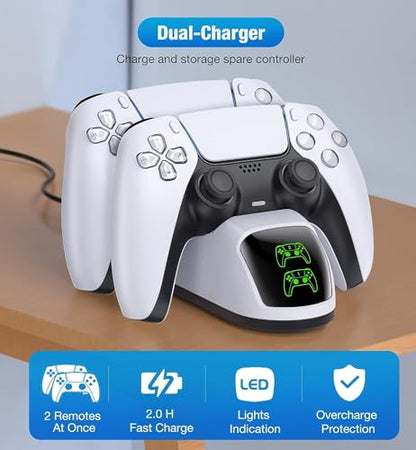for PS5 Controller Charging Station, for PlayStation 5 Dualsense Charger - color: White