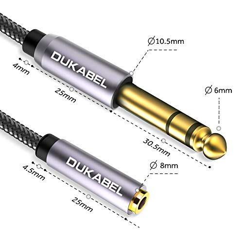 TopSeries Long 1/4'' Male to 1/8'' Female Adapter Cable (16ft/5M) 6.35mm to 3.5mm Phone Audio Connector Quarter Inch Adapter for Mixer Guitar Piano Amplifier Speaker and More | 24K Gold-Plated, Headphone to Speaker, Guitar, Digital Piano Keyboard Amplifie
