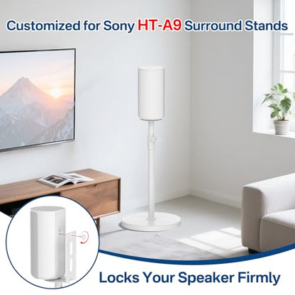 Height Adjustable Floor Speaker Stands Pair for Sony HT-A9 Speaker Stands - Heavy-Duty Surround Sound Speaker Stand for Sony HT-A9 Stands with Cable Management (Stand Only)