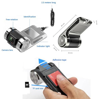 Dash Cam for Android Car Radio, HD 720P, USB DVR Front with 140°Wide Angle, Night Vision, Loop Recording, Built-in Recordable Micphone, Supports Up to 32GB Max.
