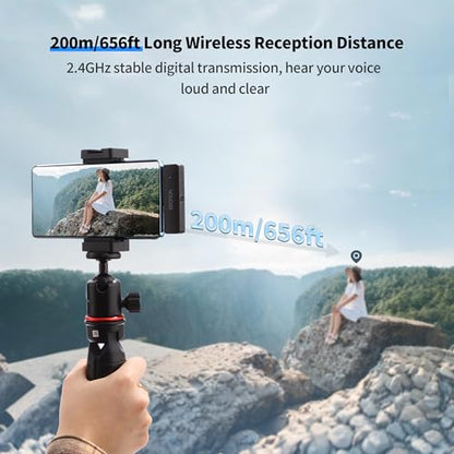 BOYA BY-V4U Wireless Lavalier Microphone for iPhone 15/16 Series, Mini Microphone 200m Range, 18h Battery Life with Noise Cancellation, Compatible for Video Recording, Podcasts, Interviews - style: 4 Channel