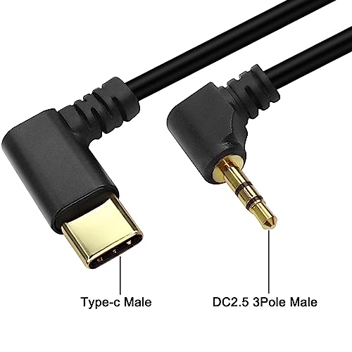 XMSJSIY Type C to 2.5mm Audio Cable USB C Male to 2.5mm TRS 3 Pole- 2Pcs | Male AUX 90 Degree Right Angle Headphone Jack Replacement Extension Cable Gold Connector Plated- 29cm/11inch