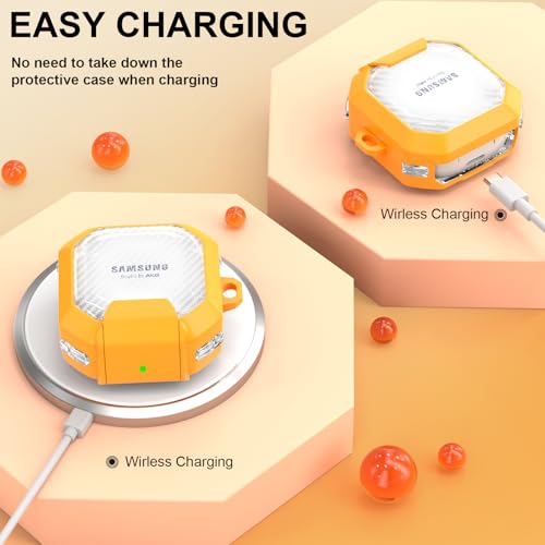 Secure Lock Clear Case Design for Galaxy Buds FE (2023)/ Galaxy Buds2 Pro Case (2022)/Galaxy Buds Pro (2021)/Galaxy Buds 2 (2021)/Galaxy Buds Live (2020) Carbon Fiber Yellow