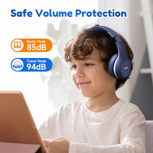 EarFun K2 Kids Bluetooth Headphones for School/Travel,Built-in Mic, 2 Packs | Volume Limited, 40H Playtime, Stereo Sound, Foldable Over-Ear Headphone for Kids/Toddler/Travel/Tablet, Blue&Pink - color: Pink&Blue