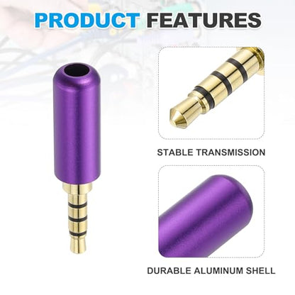 MECCANIXITY 2Pcs 3.5mm Replacement Repair Plug Jack 4 Pole Purple - color: Purple