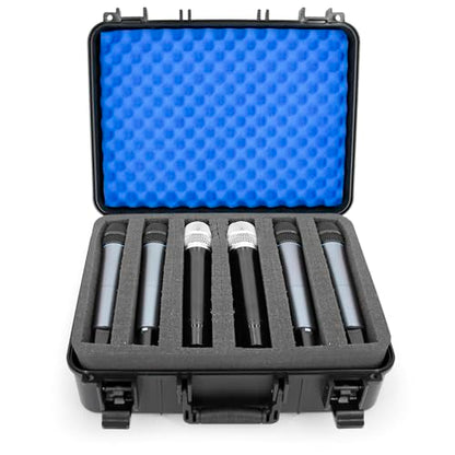 CASEMATIX Wireless Microphone Case for 12 Mics – Customizable Hard Shell Mic Case with Diced Foam – Fits Handheld Wireless Mic Systems – Compatible with Shure, Sennheiser, AKG, Audio Technica