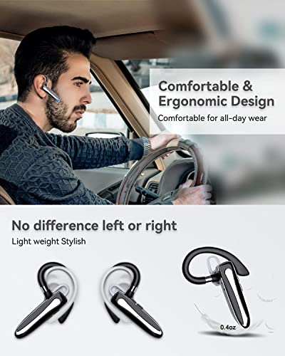 Bluetooth Headset, Wireless Bluetooth 5.0 Earpiece Hands-Free Earphones with Stereo Mic,8 Hrs Play time, Compatible iPhone Android Cell Phones Driving, Business, Office
