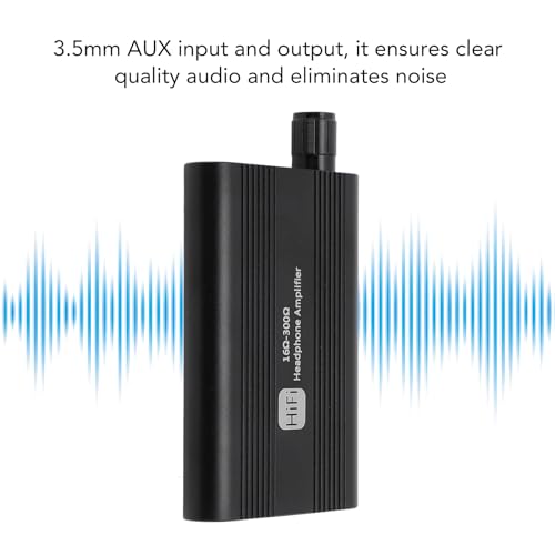 Portable Headphone Amplifier, 16-300Ω Earphone Amp with 2 Stage Gain, 3.5mm AUX in/Out, 1500mAh Battery, Volume Control, for MP3 MP4 Phone Computer