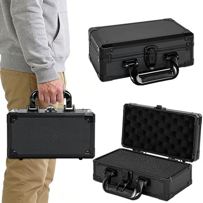 11 Inch Carrying Case with Customizable Pre-Diced Foam | Aluminum Case, Aluminum Alloy Sturdy Build, Storage Case for Microphone, Equipment, Camera, Tools, Recorder, etc - size: 11.1x5.9x5.5 Inch