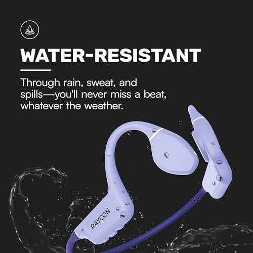 Raycon Bone Conduction Headphones Bluetooth - Open Ear Running Headphones, Sweat & Water-Resistant Earbuds with Mic for Sports & Workouts, 13hr Playtime (Purple) - color: Purple