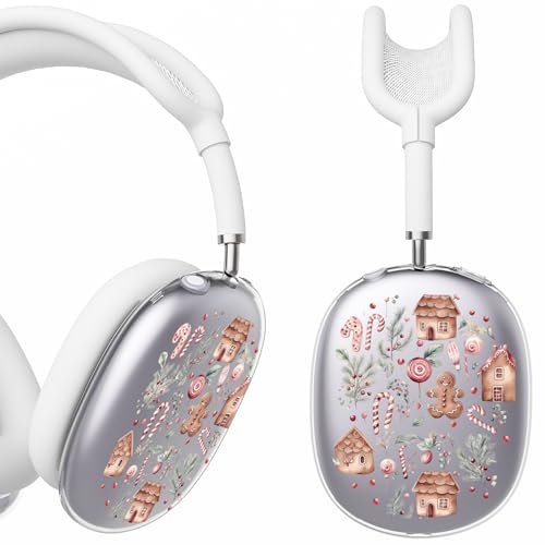 for AirPods Max Headphones Christmas Ear Covers for AirPods Max 2 | Gingerbread Man Clear Ear Cups Cover | White Silicone Ear Pad Case Headband Cover for Apple AirPods Max 2/1 (2026/2024/2020) - color: Gingerbread Man B/White