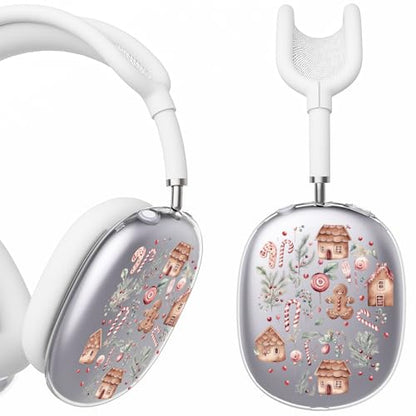 for AirPods Max Headphones Christmas Ear Covers for AirPods Max 2 | Gingerbread Man Clear Ear Cups Cover | White Silicone Ear Pad Case Headband Cover for Apple AirPods Max 2/1 (2026/2024/2020) - color: Gingerbread Man B/White