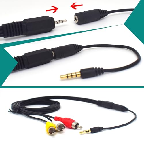 2.5mm 4-Pole to 3 RCA AUX AV Cable 5FT w/ 3.5mm Adapter for Phone TV | 2.5mm Male to 3 RCA Male Audio Video Cord, Includes 3.5mm Male to 2.5mm Female Conversion for Smartphone MP3 Tablet Speaker - style: With Conversion Line