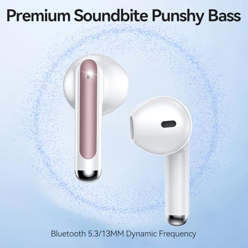 Wireless Earbuds, Bluetooth 5.4 Headphones HiFi Stereo with 4 HD Mic, 50H Playtime Bluetooth Earbuds with Dual LED Display, IPX7 Waterproof Wireless Earphones, Touch Control Ear Buds,USB-C, Rosa Gold - color: Rosa Gold