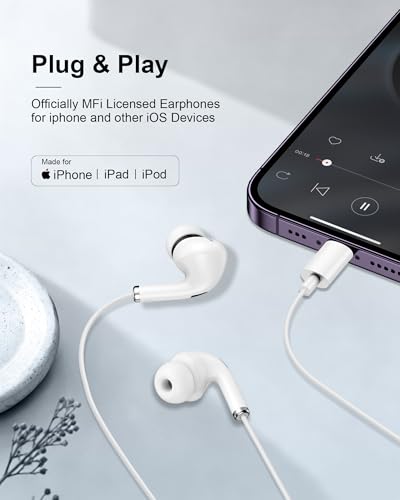 Wired Lightning Ear Buds for iPhone 14 13, Apple Pods Headphones Earphones | i Phone 14+ 14Pro 13 12 11 Pro Max Plus Lightening Connector, Ear phones with Microphone Lighting Air Pods Airpods - color: Wired Ear Buds-White