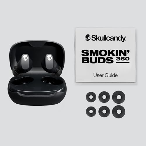 Skullcandy Smokin’ Buds 360 Wireless Noise Isolating Earbuds - True Black | In-Ear Fit, Bluetooth, 20 Hours Battery, IPX4 Sweat and Water Resistant, Microphone for iPhone Android, Commuting, Studying - color: True Black