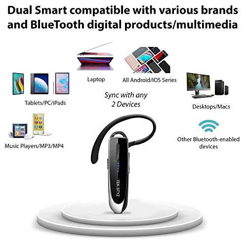 Bluetooth 5.3 Headset Compatible with Samsung Galaxy S21+ Wireless Earpiece, IPX5 Waterproof, Dual Microphones, Noise Reduction, 60 Days Standby + 22Hrs HD Talk Time! - color: Black