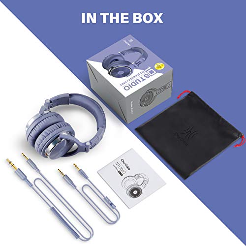OneOdio Wired Over Ear Headphones Studio Monitor & Mixing DJ Stereo Headsets with 50mm Neodymium Drivers and 1/4 to 3.5mm Jack for AMP Computer Recording Podcast Keyboard Guitar Laptop - Light Blue | headphone with 50mm drivers, dual 3.5mm and 6.35mm jack