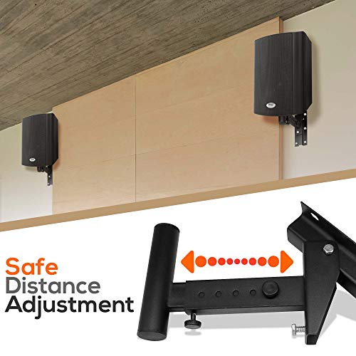 Pyle 90°-30° Angle, Tilt, Rotation Adjustment & Solid-Steel Pin Serves as Safety-Stop Mount Speaker Bracket Stands-Dual Universal Adjustable w/ 12.5'' Distance from Wall (PSTNDW15) - style: Mount