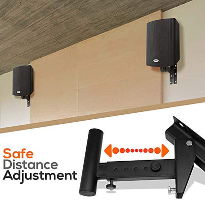 Pyle 90°-30° Angle, Tilt, Rotation Adjustment & Solid-Steel Pin Serves as Safety-Stop Mount Speaker Bracket Stands-Dual Universal Adjustable w/ 12.5'' Distance from Wall (PSTNDW15) - style: Mount