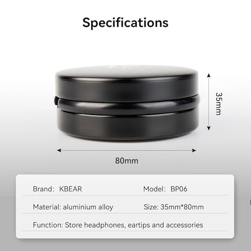 KBEAR BP06 IEMs Case, Portable Aluminum Alloy Earbuds Case, Hard Protective Travel Carrying in Ear Monitors Box for KZ ZS10 PRO, ZS12 PRO 2, ZAR, ZAS, ZA12, Castor, AS16-PRO, Zax, CCZ Melody (Black)