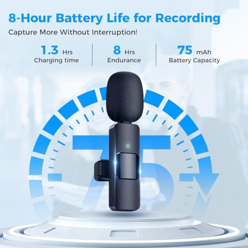 Moman Wireless Lavalier Microphone for iPhone, Clip on Microphone for Video Recording Interview Podcast Vlog YouTube, Wireless-lavalier-Mic-iPhone-Recording