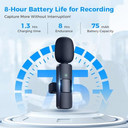 Moman Wireless Lavalier Microphone for iPhone, Clip on Microphone for Video Recording Interview Podcast Vlog YouTube, Wireless-lavalier-Mic-iPhone-Recording