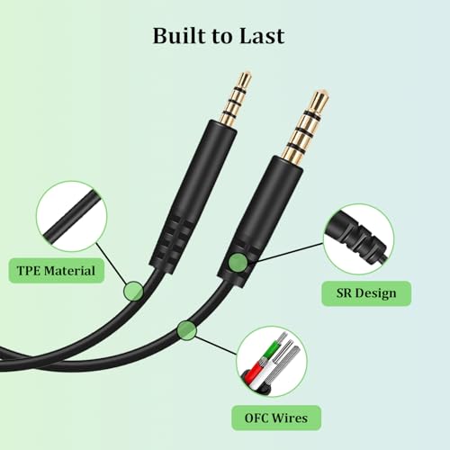 3.5mm to 2.5mm Audio Cable for JBL Headphones, Replacement Aux Cord | Compatible with JBL Tune 760NC 750BTNC 710BT 700BT 660NC Live 660NC 650BTNC 500BT E45BT E55BT, in-line Mic, Volume Control