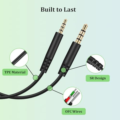 3.5mm to 2.5mm Audio Cable for JBL Headphones, Replacement Aux Cord | Compatible with JBL Tune 760NC 750BTNC 710BT 700BT 660NC Live 660NC 650BTNC 500BT E45BT E55BT, in-line Mic, Volume Control