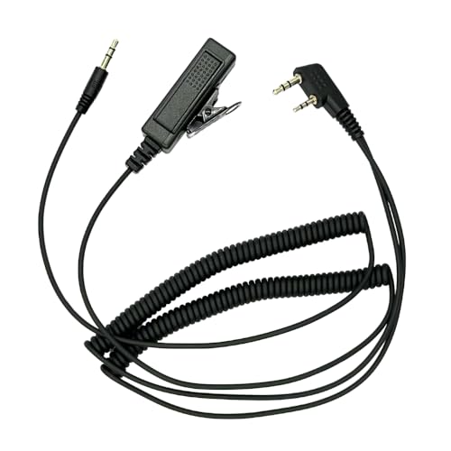 2-Pin K1 to 3.5mm Audio Adapter with PTT and Mic (Push to Talk) Compatible for BaoFeng, Kenwood, Retevis, Pxton, BTECH Radios & 3.5mm Audio Input Interface Headsets with Built-in Mics