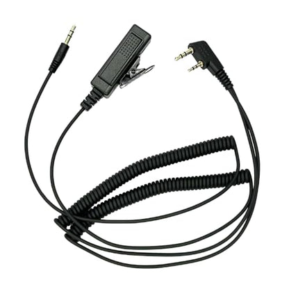 2-Pin K1 to 3.5mm Audio Adapter with PTT and Mic (Push to Talk) Compatible for BaoFeng, Kenwood, Retevis, Pxton, BTECH Radios & 3.5mm Audio Input Interface Headsets with Built-in Mics