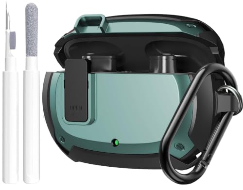 Compatible with Beats Studio Buds/Buds+ Case Cover 2021/2023, [Secure Lock] Cool Beats Studio Buds Plus Protective Shell Men Women with Keychain for New Beats Studio Ear Buds Case - Green[CASE ONLY] - color: Black/Green