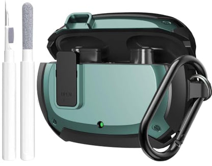 Compatible with Beats Studio Buds/Buds+ Case Cover 2021/2023, [Secure Lock] Cool Beats Studio Buds Plus Protective Shell Men Women with Keychain for New Beats Studio Ear Buds Case - Green[CASE ONLY] - color: Black/Green