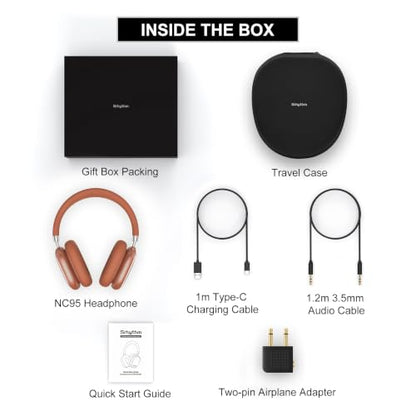 Srhythm NiceComfort 95 Adaptive Noise Cancelling Headphones Wireless | Bluetooth with Spatial Audio,Transparency,ENC,HD Sound,Low Latency for Gaming,Slim Headphones Lightweight - color: Rose Orange