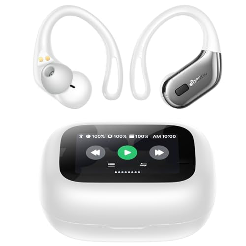 Wireless Earbuds 40H Bluetooth 5.3 Sport Headphones with Earhooks,White | Sweatproof & Waterproof,In-ear Buds Feature Easy Button & Deep Bass, Stereo Sound Device for Gym Running Workout - color: Moonlight White