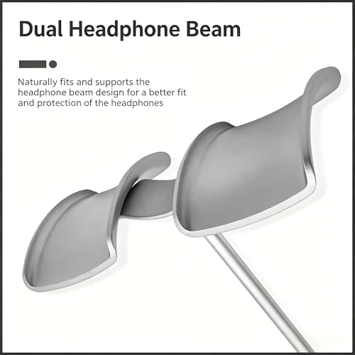 Dual Headphone Stand for Desk | Stable, Portable, Space Saving, Multi Headphone Holder, Home, Office, Desktop, Gaming Setup - color: Silver