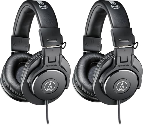 Audio-Technica ATH-M30x Professional Studio Monitor Headphones,Black,(Pack of 2) - size: ATH-M30X (Pack of 2)