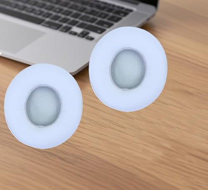 Headphone Replacement Ear Pad Cover Compatible with Beats by Dre Solo3 Solo2 Wired Wireless Headphones Protein Leather Memory Foam Headphone Cushion Ear Muffs-White - color: White