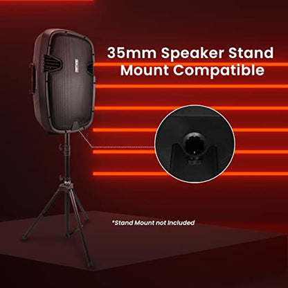 Pyle 1600 Watt, 15" Bluetooth PA Speaker - Indoor / Outdoor Portable Sound System with (2) UHF Wireless Microphones, Rechargeable Battery, Audio Recording, USB/SD Readers, FM Radio (PPHP1535WMU)