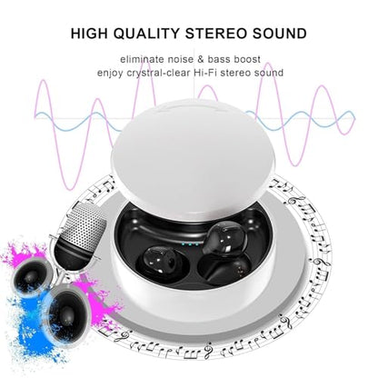 Smallest Invisible Earbuds Wireless Ear Buds Bluetooth in Ear Mini Discreet Small Tiny Earpiece Sleep Earbuds Hidden with Charging Case Headphones for Small Ears Work Sleeping Android iOS Black - color: Black