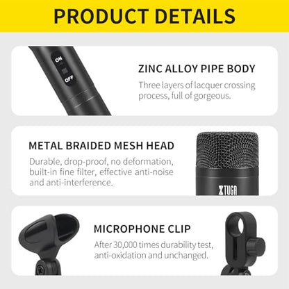 XTUGA DI7 Drum Microphone Kit,7 Pieces Metal Dynamic Drum Mic Set