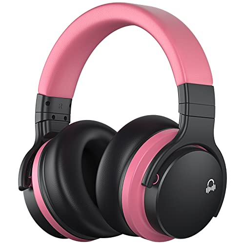 MOVSSOU Million Sold Classic E7 Active Noise Cancelling Headphones | Upgraded HD Sound, Wireless Bluetooth Headphones Over The Ear Unequaled Comfort, Vivid Deep Bass, for Home Office Travel Gift - color: Baby Pink