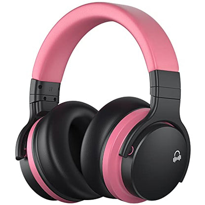 MOVSSOU Million Sold Classic E7 Active Noise Cancelling Headphones | Upgraded HD Sound, Wireless Bluetooth Headphones Over The Ear Unequaled Comfort, Vivid Deep Bass, for Home Office Travel Gift - color: Baby Pink