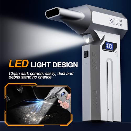 Compressed Air Duster, 150000RPM Powerful Electric Air Duster, 4-Gears Adjustable Cordless Air Blower with LED Light, Rechargeable Dust Blower for Computer, Keyboard,Home and Car