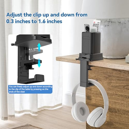 KDD Rotatable Headphone Holder with Cord Organizer - 3 in 1 Desk Clamp Pencil Holder & Headset Hanger - Pen Organizer for Office Accessories Charging Cables