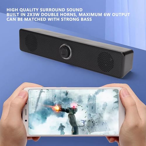 6w Wired Computer Speaker System, USB Powered Wired Sound Bar with Volume Control, 3.5mm Input USB Powered Sound Bar for Computers, Desktops, and Laptops